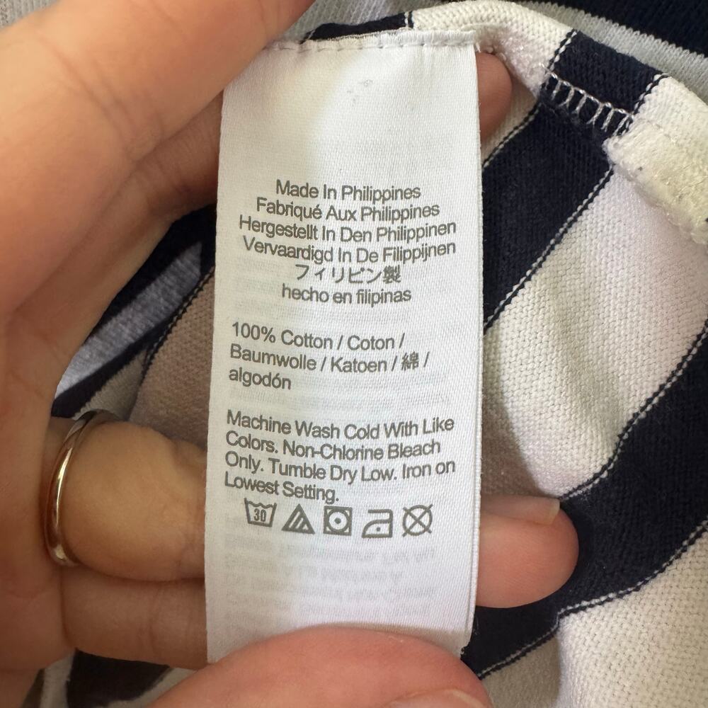 J. Crew Classic Fit 100% Cotton Boatneck Striped T-Shirt White Navy Size Medium - Picture 9 of 10
